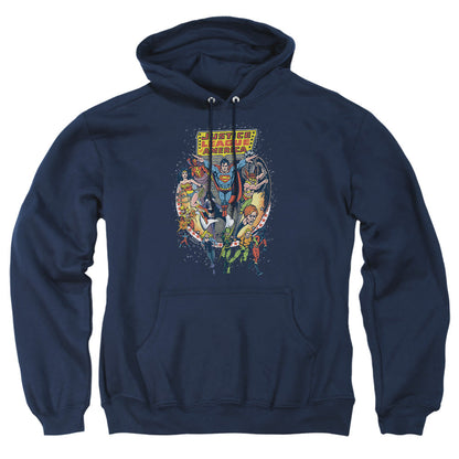 Justice League Of America Star Group Mens Hoodie Navy Officially Licensed