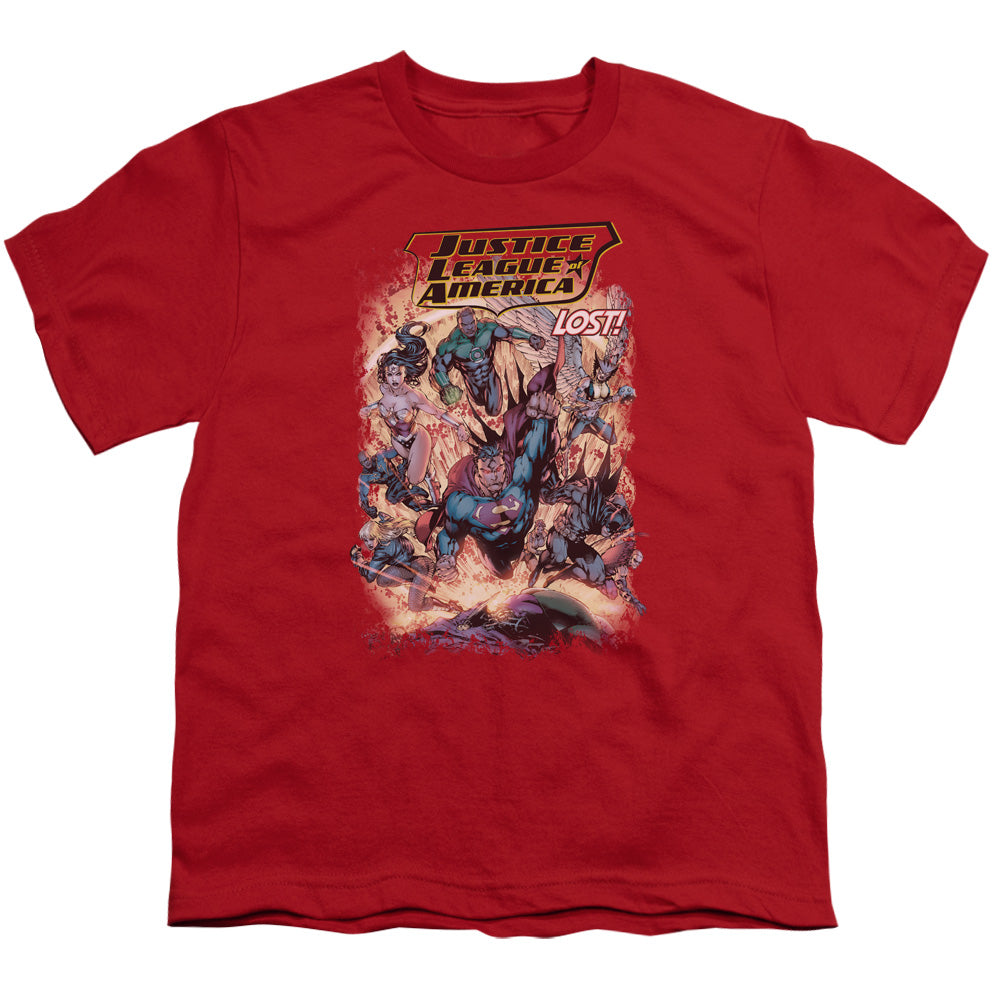 Justice League Lost Kids Youth T Shirt Red Officially Licensed