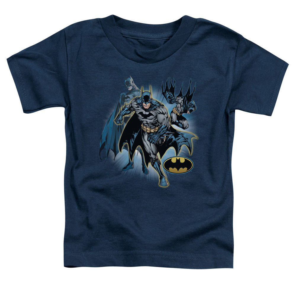 Justice League Batman Collage Toddler Kids Youth T Shirt Navy Blue Blue Officially Licensed