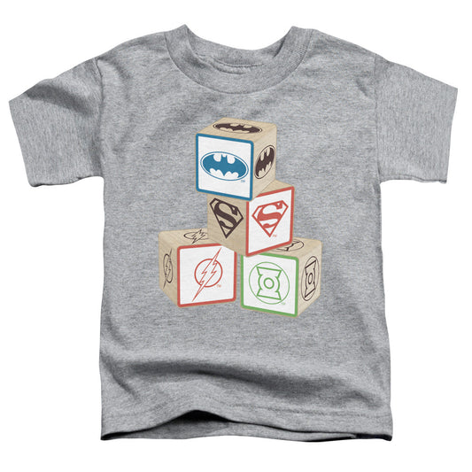 Justice League Baby Block Toddler Kids Youth T Shirt Athletic Heather Officially Licensed