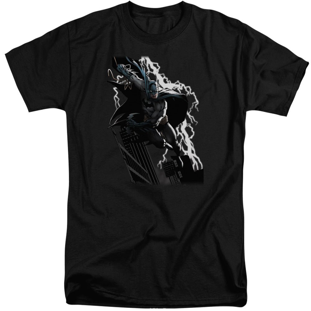 Justice League Lighting Crashes Mens Tall T Shirt Black Officially Licensed