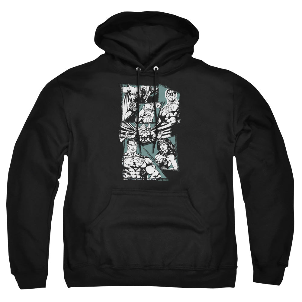 Justice League Of America A Mighty League Mens Hoodie Black Officially Licensed