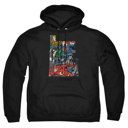 Justice League Of America Lettered League Mens Hoodie Black Officially Licensed