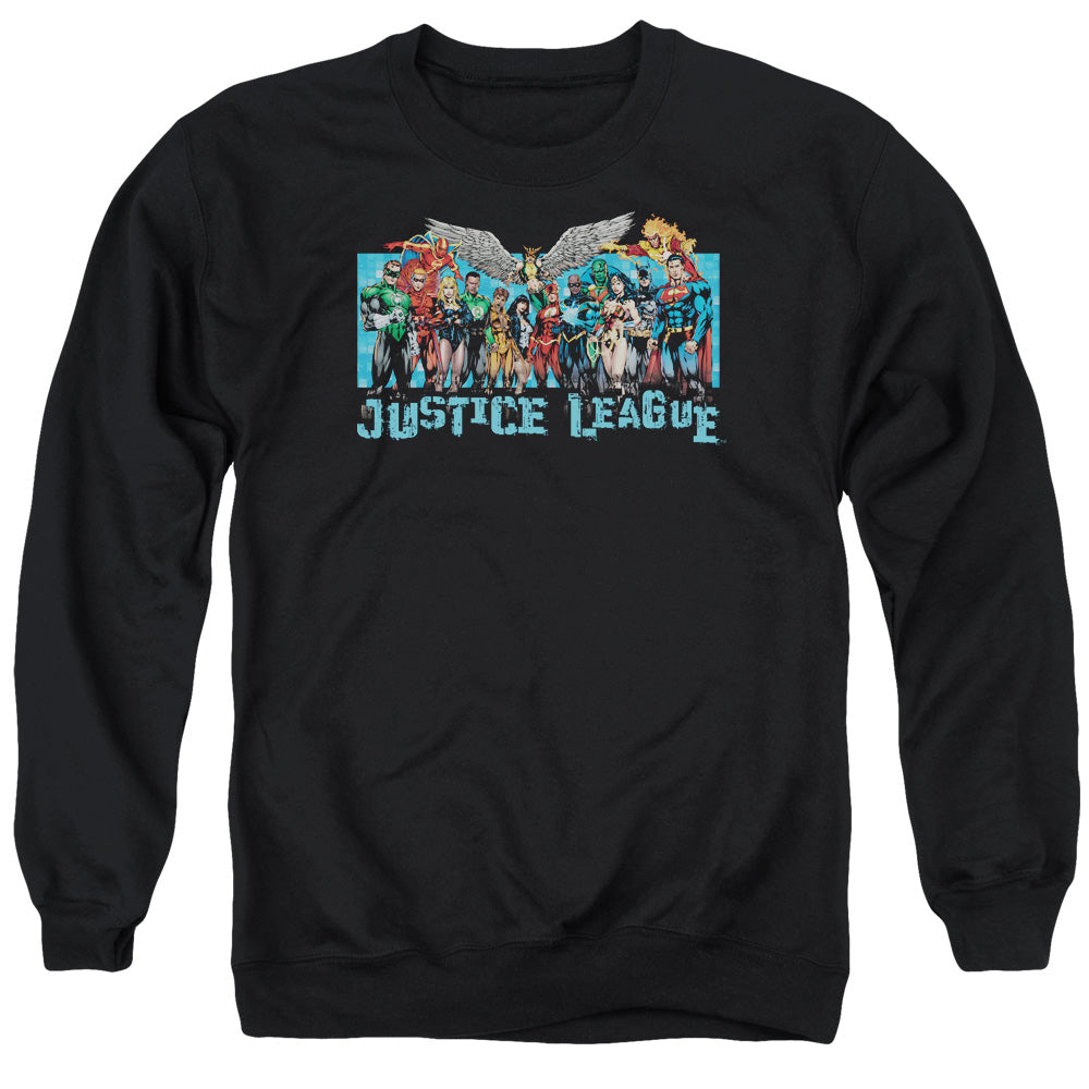 Justice League League Lineup Mens Crewneck Sweatshirt Black Officially Licensed