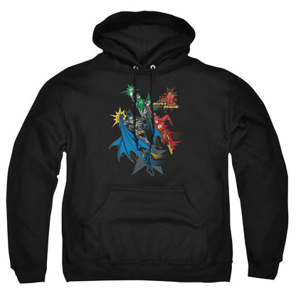 Justice League Of America Action Stars Mens Hoodie Black Officially Licensed