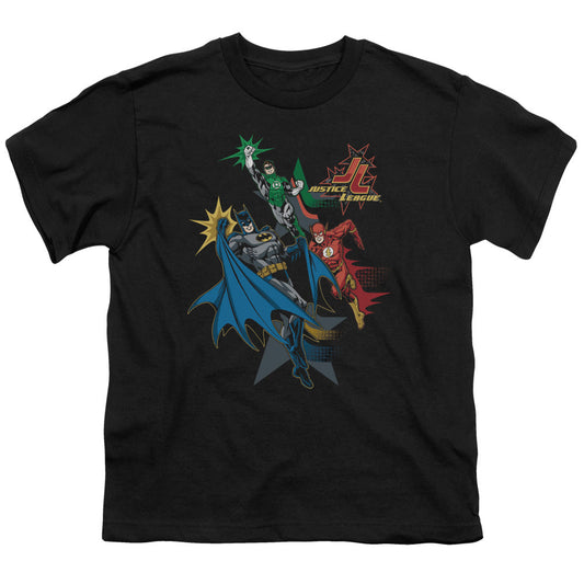Justice League Action Stars Kids Youth T Shirt Black Officially Licensed