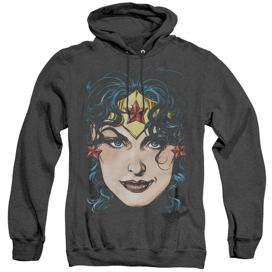 Dco Justice League Of America Wonder Woman Head Heather Mens Hoodie Black Officially Licensed