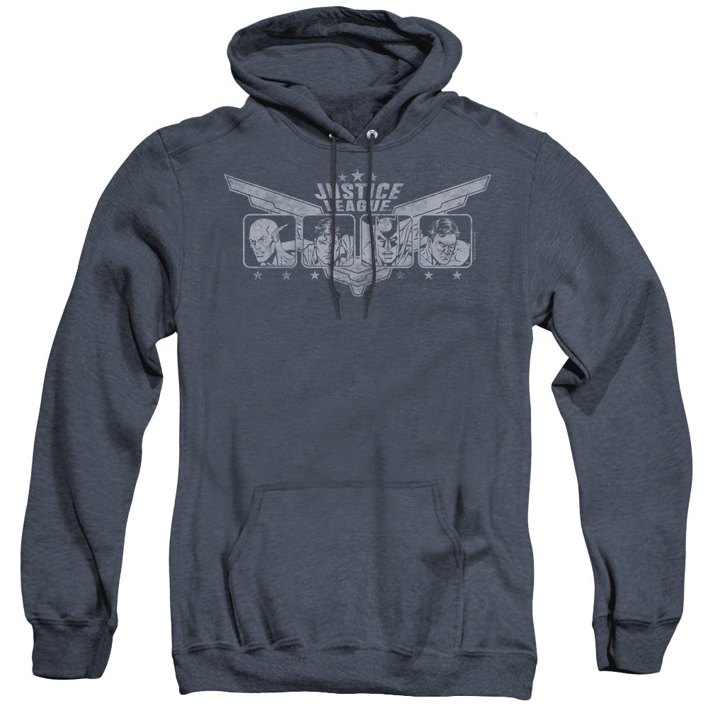 Justice League Justice Wings Heather Mens Hoodie Navy Blue Blue Officially Licensed