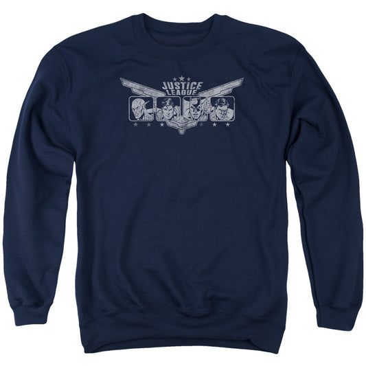 Justice League Of America Justice Wings Mens Crewneck Sweatshirt Navy Officially Licensed
