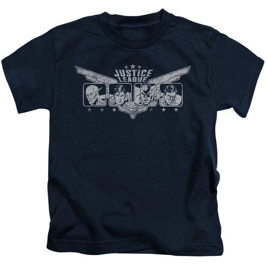 Justice League Justice Wings Juvenile Kids Youth T Shirt Navy Blue Blue Officially Licensed
