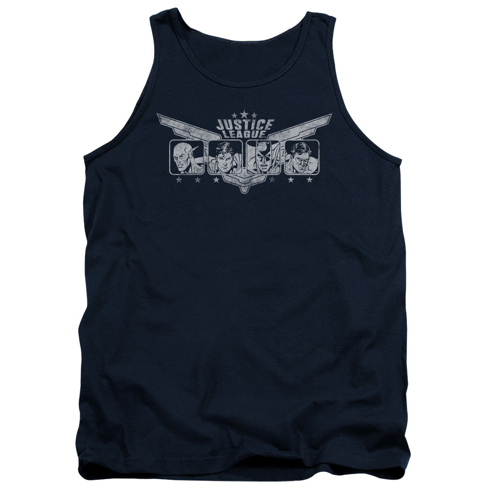 Justice League Justice Wings Mens Tank Top Shirt Navy Blue Blue Officially Licensed