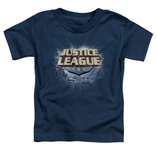 Justice League Storm Logo Toddler Kids Youth T Shirt Navy Blue Blue Officially Licensed