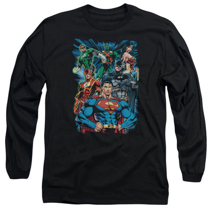 Jla Justice Is Served Mens Long Sleeve Shirt Black Officially Licensed