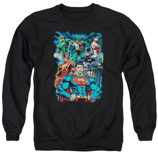 Justice League Of America Justice Is Served Mens Crewneck Sweatshirt Black Officially Licensed