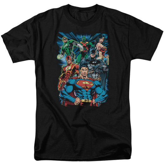 Justice League Justice is Served Mens T Shirt Black Officially Licensed