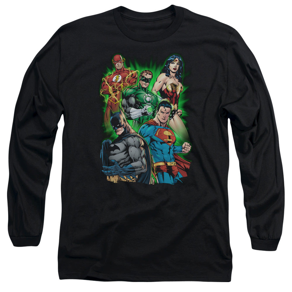 Justice League Will Power Mens Long Sleeve Shirt Black Officially Licensed