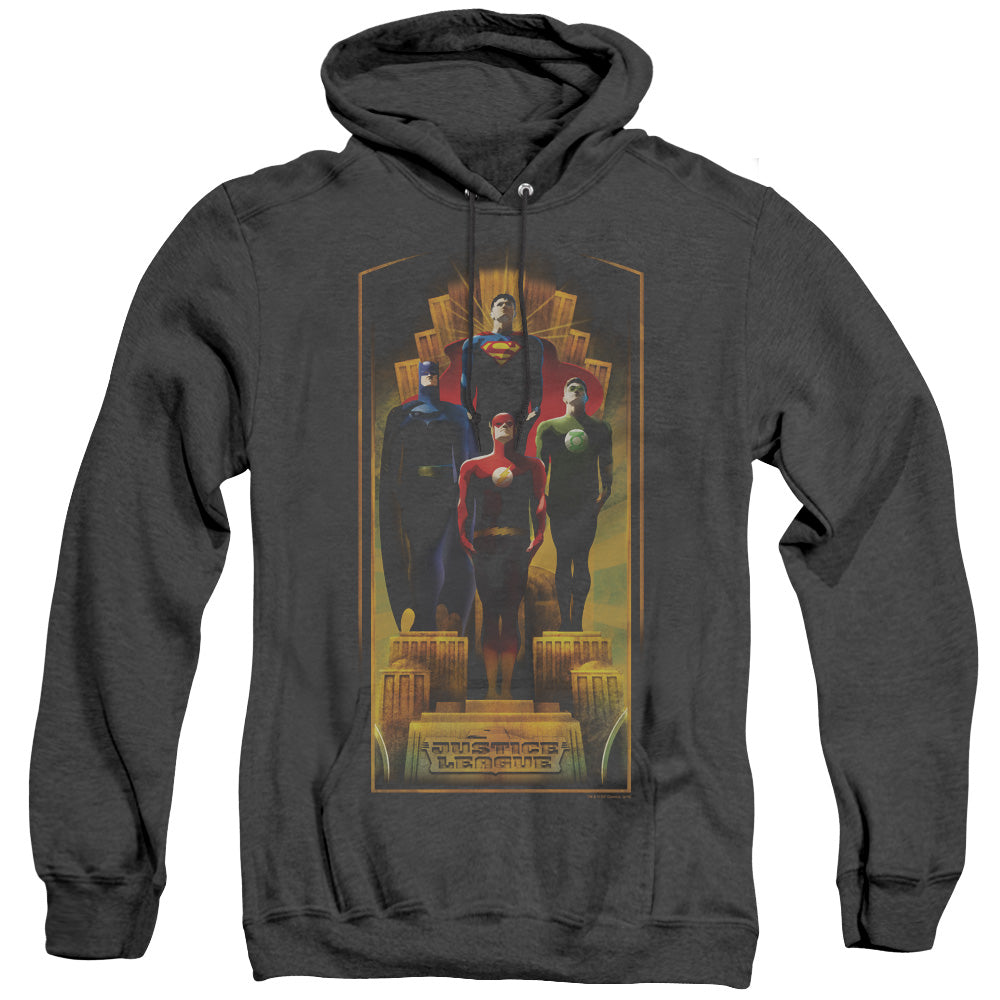 Justice League Of America Deco Heather Mens Hoodie Black Officially Licensed