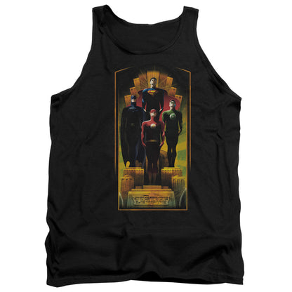 Justice League Deco Mens Tank Top Shirt Black Officially Licensed