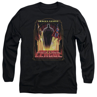 Jla Heroes United Mens Long Sleeve Shirt Black Officially Licensed