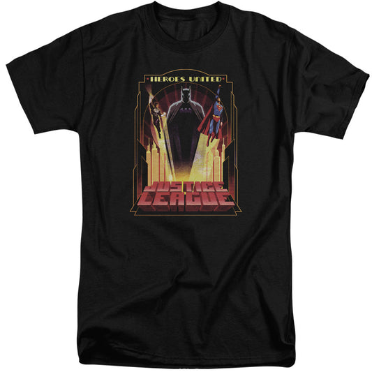 Justice League Heroes United Mens Tall T Shirt Black Officially Licensed