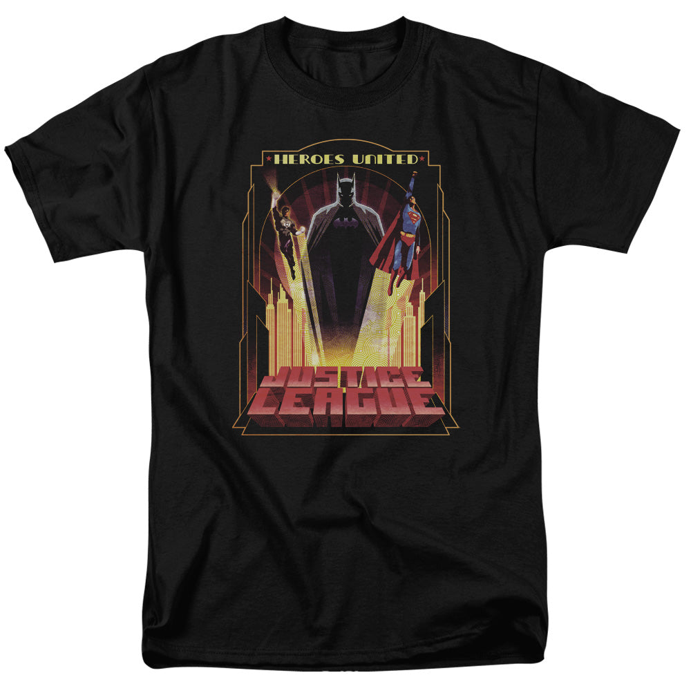 Justice League Of America Heroes United Mens T Shirt Black Officially Licensed