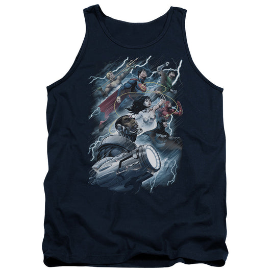 Justice League Ride The Lightening Mens Tank Top Shirt Navy Officially Licensed