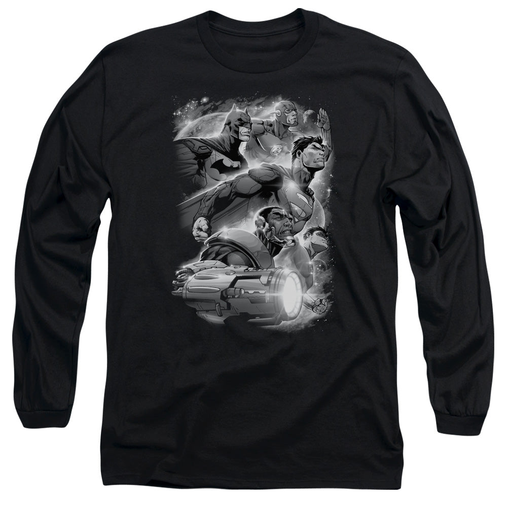 Justice League Atmospheric Mens Long Sleeve Shirt Black Officially Licensed