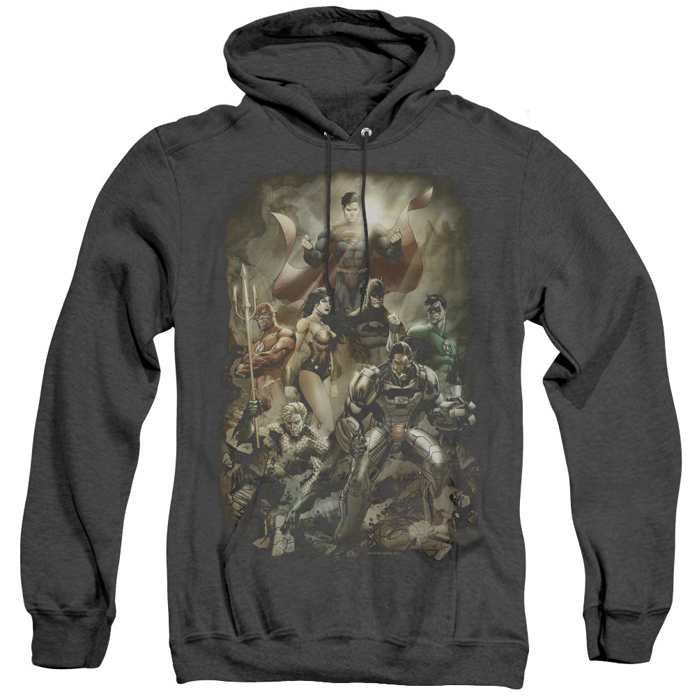 Justice League Of America Aftermath Mens Heather Hoodie Black Officially Licensed