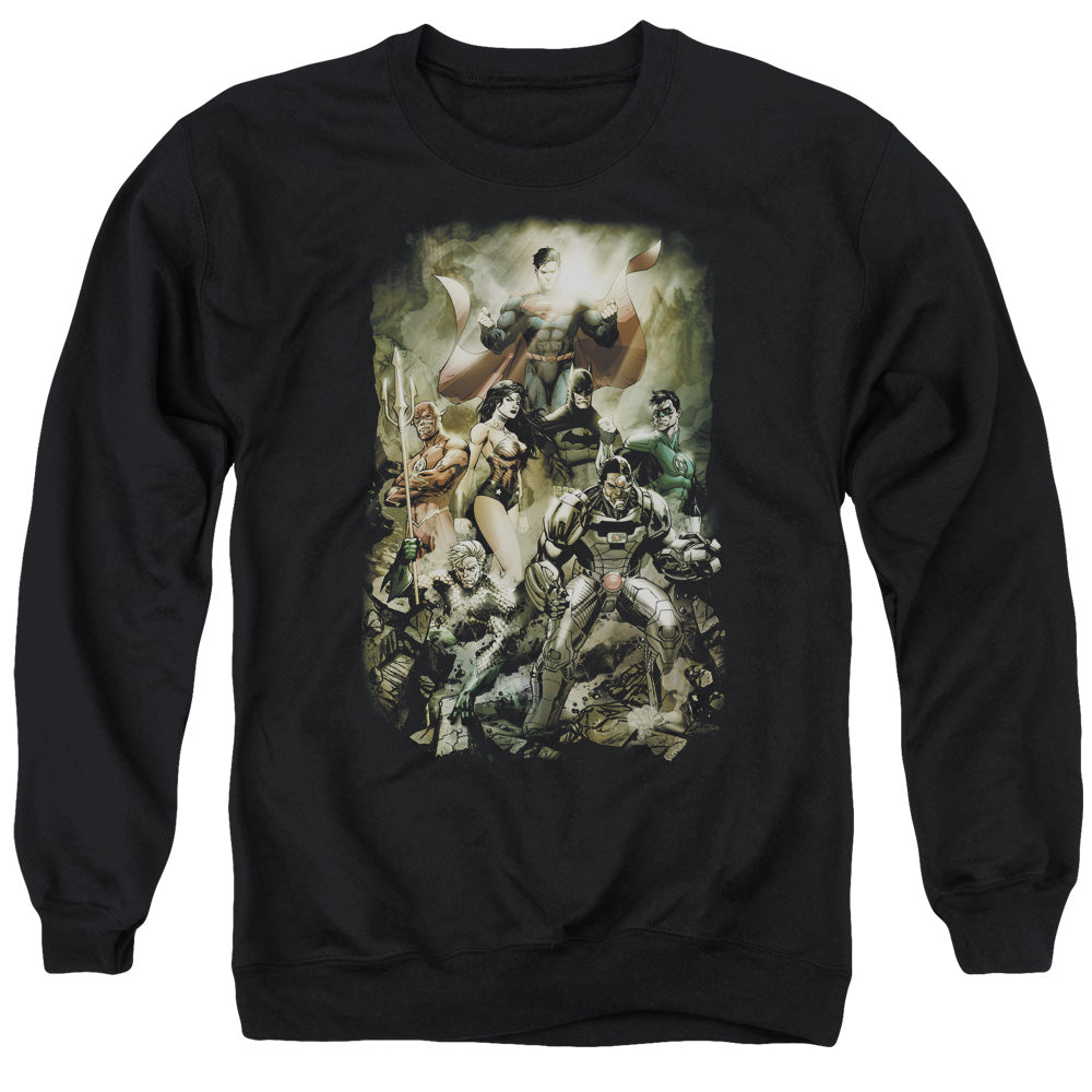 Justice League Aftermath Mens Crewneck Sweatshirt Black Officially Licensed