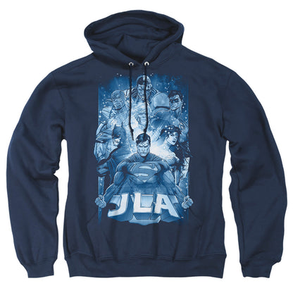 Justice League Of America Burst Mens Hoodie Navy Officially Licensed