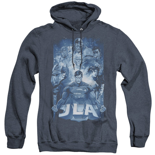 Justice League Of America Burst Mens Heather Hoodie Navy Officially Licensed