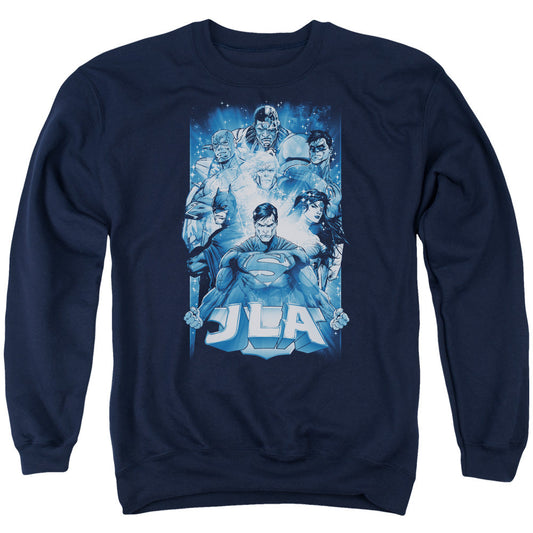 Justice League Of America Burst Mens Crewneck Sweatshirt Navy Officially Licensed