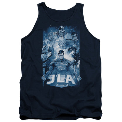 Justice League Burst Mens Tank Top Shirt Navy Officially Licensed