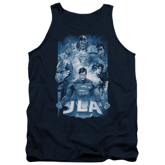 Justice League Burst Mens Tank Top Shirt Navy Officially Licensed