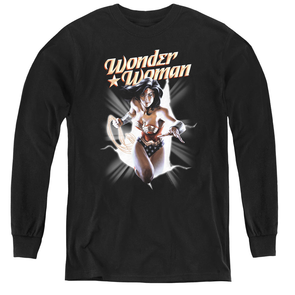 Justice League Ww Break Out Long Sleeve Kids Youth T Shirt Black Officially Licensed