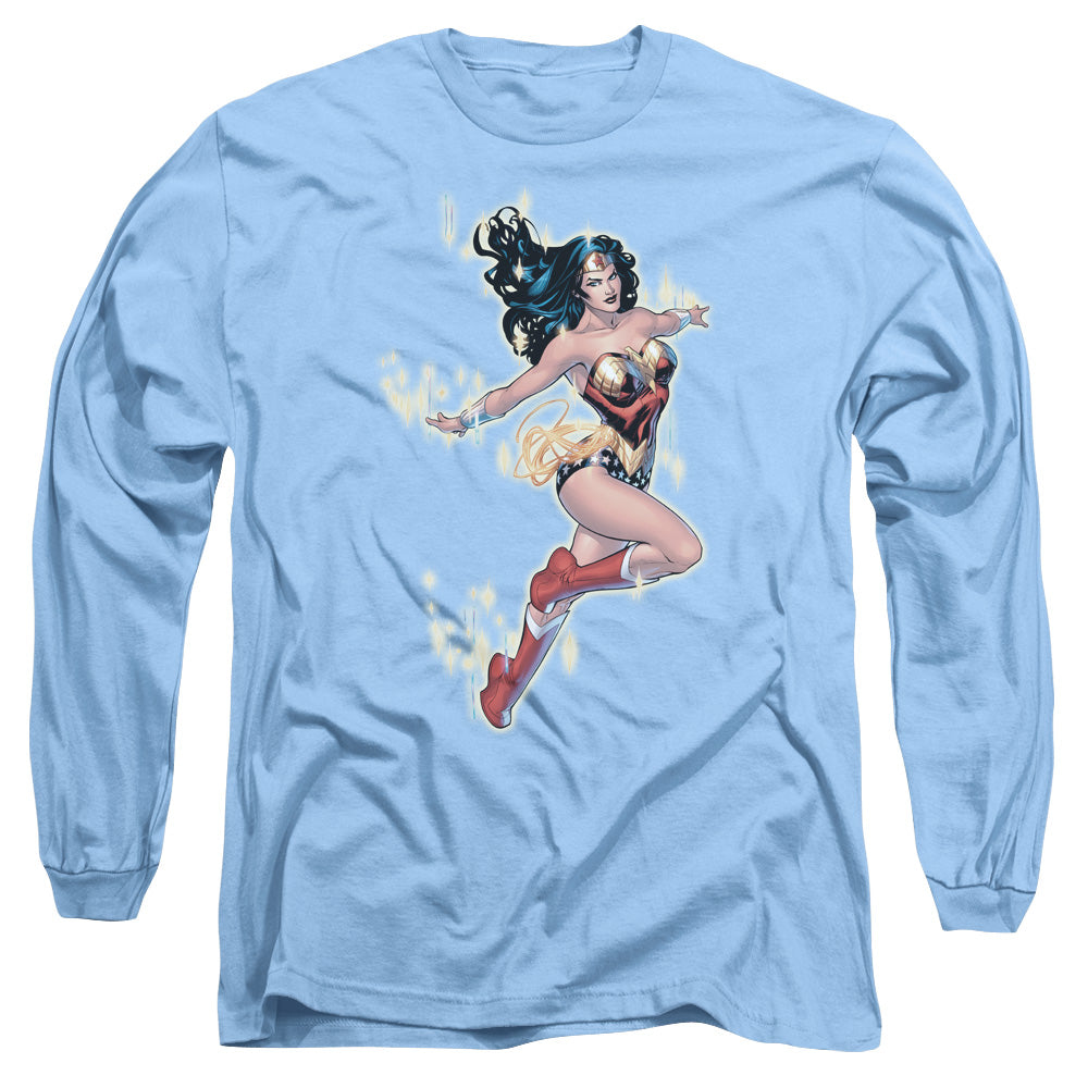Justice League Simple Wonder Mens Long Sleeve Shirt Carolina Blue Officially Licensed