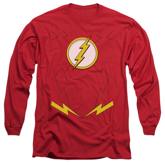 Justice League Of America New Flash Costume Mens Long Sleeve Shirt Red Officially Licensed