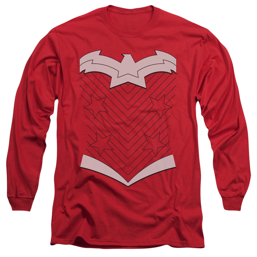 Justice League New Ww Costume Mens Long Sleeve Shirt Red Officially Licensed