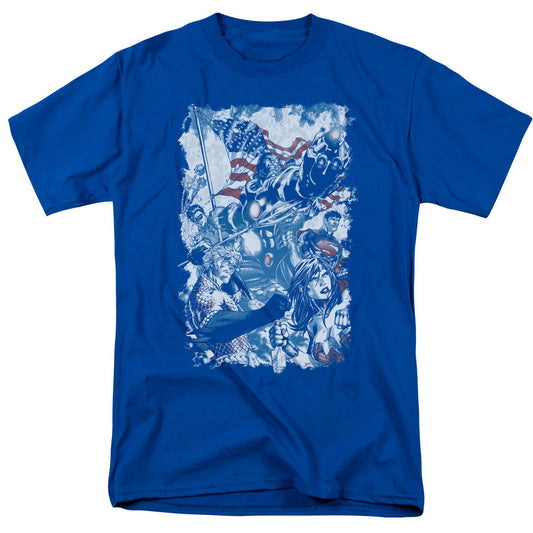 Justice League American Justice Mens T Shirt Royal Blue Officially Licensed