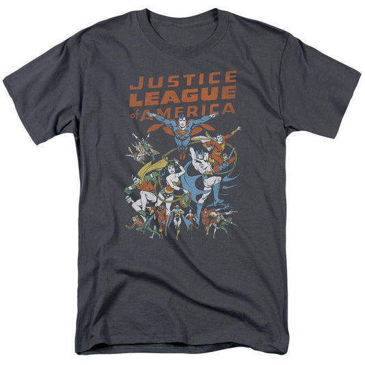 Justice League Big Group Mens T Shirt Charcoal Officially Licensed