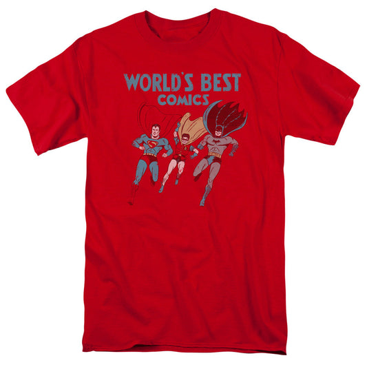 Justice League Worlds Best Mens T Shirt Red Officially Licensed