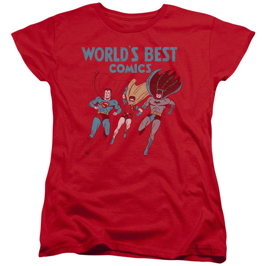 Justice League Worlds Best Womens T Shirt Red Officially Licensed