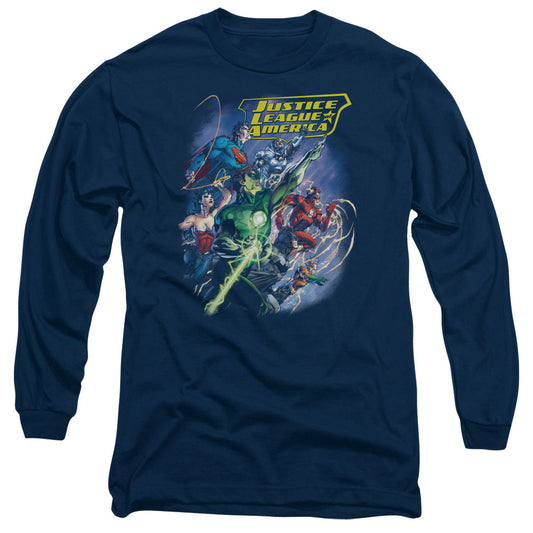 Jla Onward Mens Long Sleeve Shirt Navy Officially Licensed