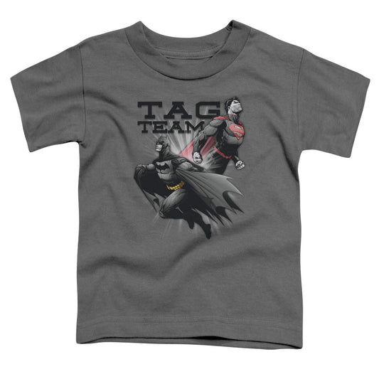 Justice League Tag Team Toddler Kids Youth T Shirt Charcoal Officially Licensed