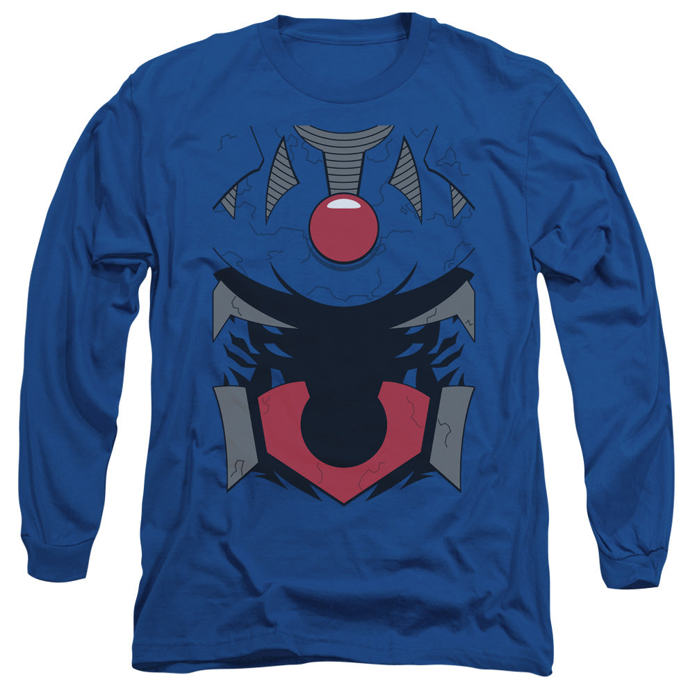 Justice League Darkseid Uniform Mens Long Sleeve Shirt Royal Blue Officially Licensed