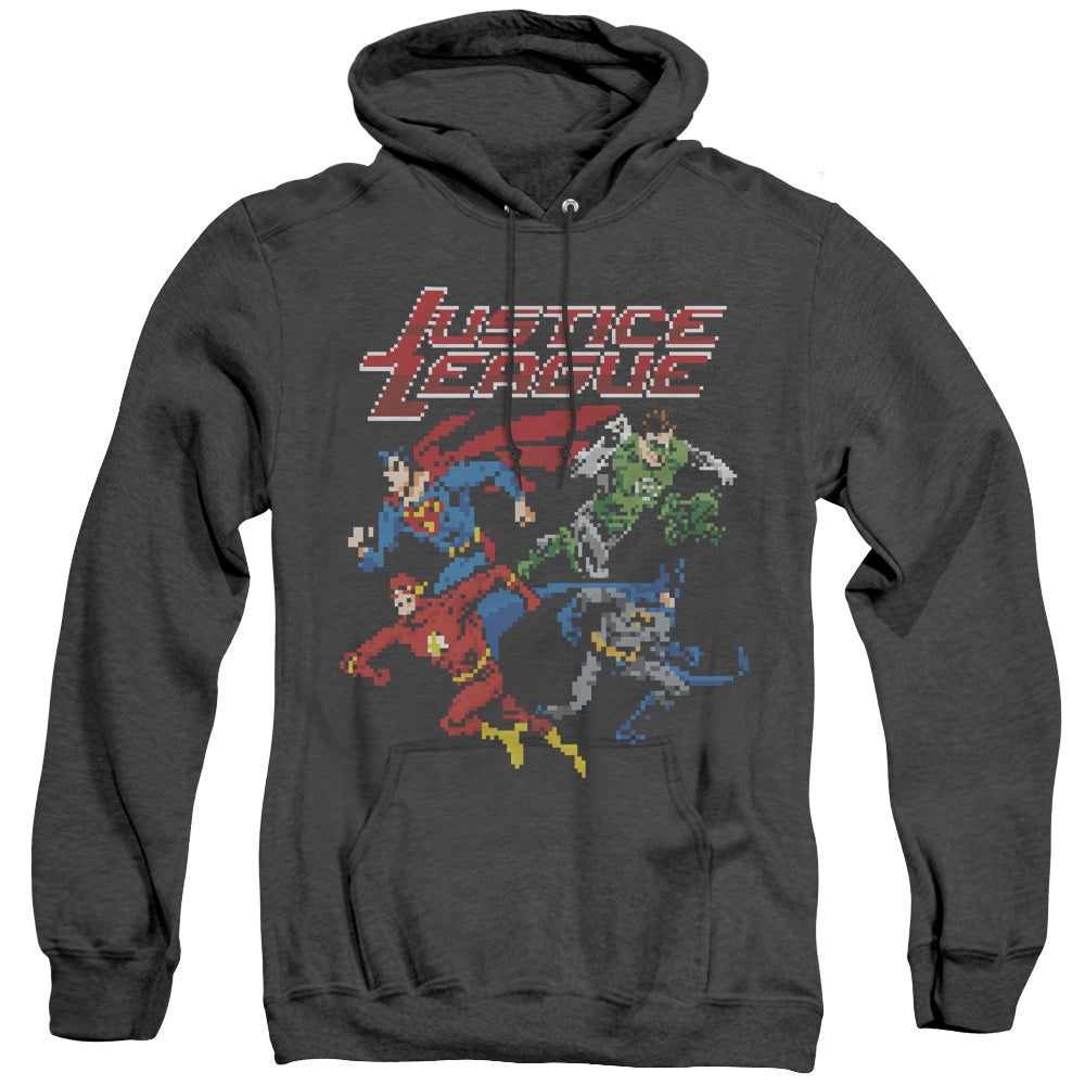 Justice League Pixel League Heather Mens Hoodie Black Officially Licensed