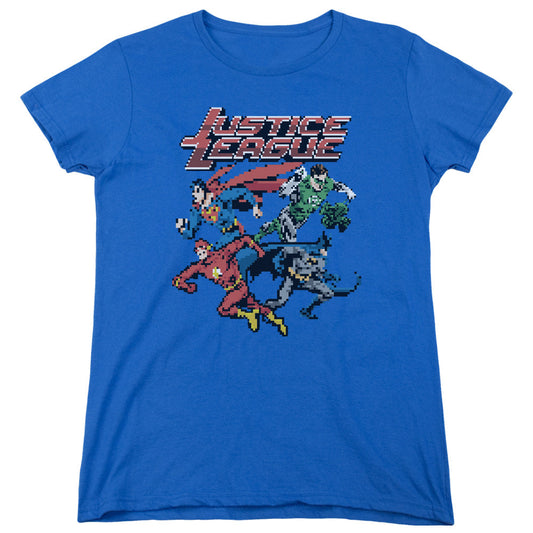 Justice League Pixel League Womens T Shirt Royal Blue Officially Licensed