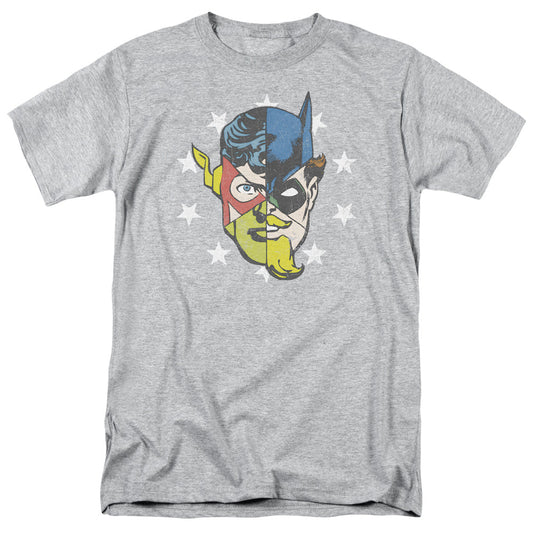 Justice League Face Off Mens T Shirt Athletic Heather Officially Licensed