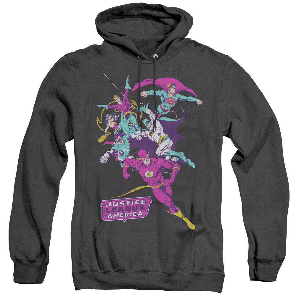 Justice League Colorful League Heather Mens Hoodie Black Officially Licensed