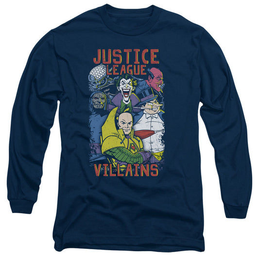Jla Villains Mens Long Sleeve Shirt Navy Officially Licensed